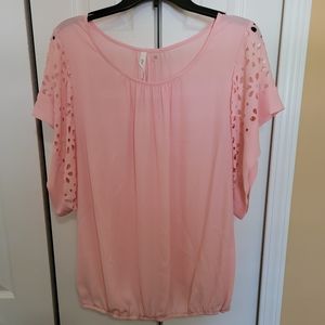 Blush Floral Sleeve Blouse 1x
